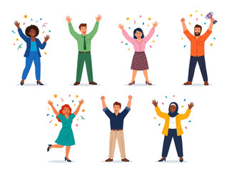 Fototapeta premium Diverse people celebrating together.