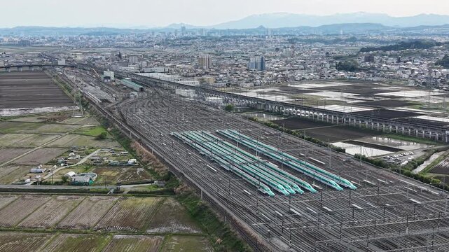 JAPAN. Shinkansen rolling stock center maintaining high-speed trains April 30 2026