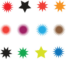 Fototapeta premium Colorful spiky starburst shapes collection Vector, illustration
