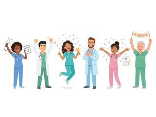 Obraz premium Medical staff celebrate success.