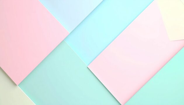 Soft Pastel Paper Sheets Overlapping in Minimal Geometric Flat Lay