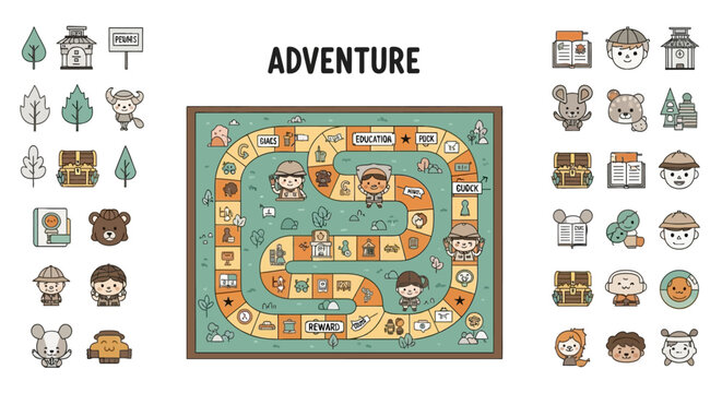 Adventure themed forest board game for kids