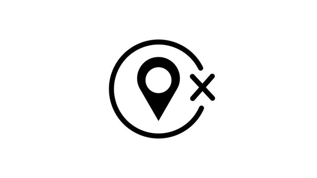 Location pin animation: gps marker, navigation, checkmark cross symbol map pointer