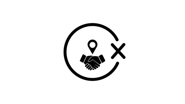 Location partnership success animation: deal confirmation and rejection agreement handshake
