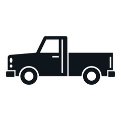 Simple black silhouette of a pickup truck vehicle side view icon © Sunju
