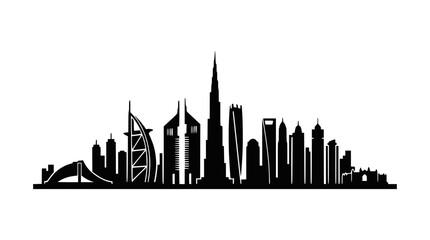 Fototapeta premium Dubai Skyline Silhouette - Modern Cityscape Vector Art