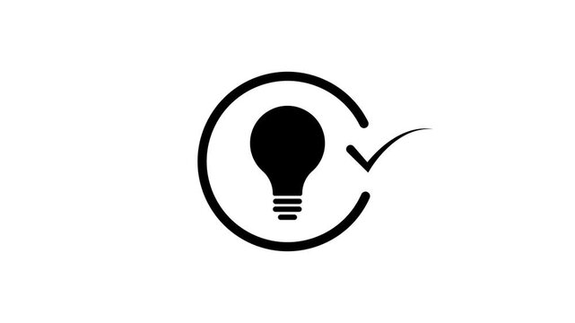 Idea lightbulb with checkmark animation innovation concept creativity