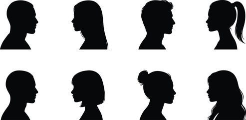 Human Profile Silhouette Collection with Male and Female Side View Portraits © Mokshad Ali