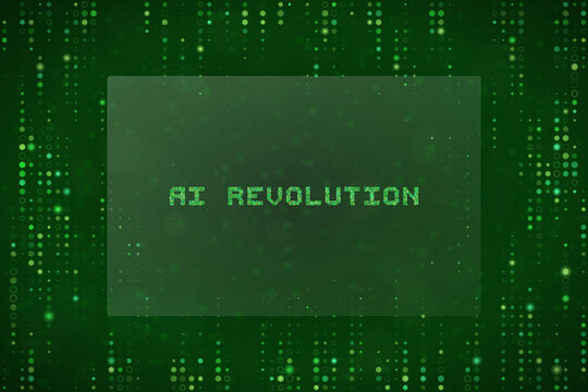 AI Revolution Digital Concept with Matrix Binary Code Background for Technology and Artificial Intelligence Themes