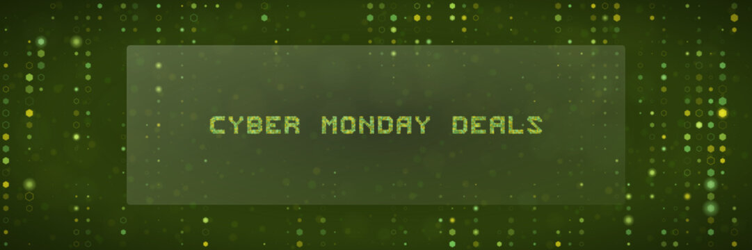 Cyber Monday Deals Digital Background with Matrix Code Style for Online Shopping Promotions and Tech Sales Banners