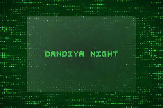 Digital Dandiya Night Event Poster Background with Matrix Style Green Pixelated Typography and Abstract Data Pattern
