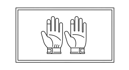 Fototapeta premium Pair of Black Line Art Gloves Icon, Safety Gear, Work Protection, Isolated on White Background
