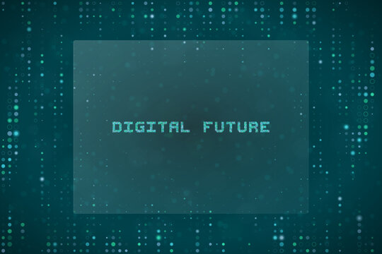 Digital Future Concept Text Overlay on Abstract Matrix Background for Technology and Innovation Presentations