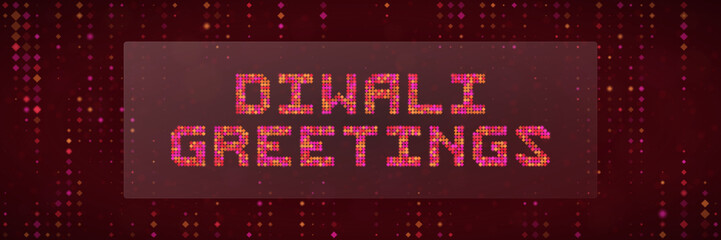 Digital Diwali Greetings Text Design with Glowing Pixel Art Style for Modern Festive Social Media Backgrounds © SimpleDesignStudio