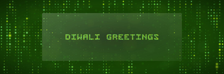 Digital Diwali Greetings Background with Matrix Style Green Dots and Modern Technology Concept for Festive Design © SimpleDesignStudio