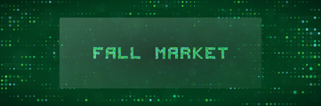 Fall Market Digital Banner with Matrix Style Green Data Background for Financial Trading and Seasonal Business Trends