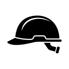 Fototapeta premium Minimalist hard hat safety helmet for construction and protective equipment presented as a black icon for industrial labor