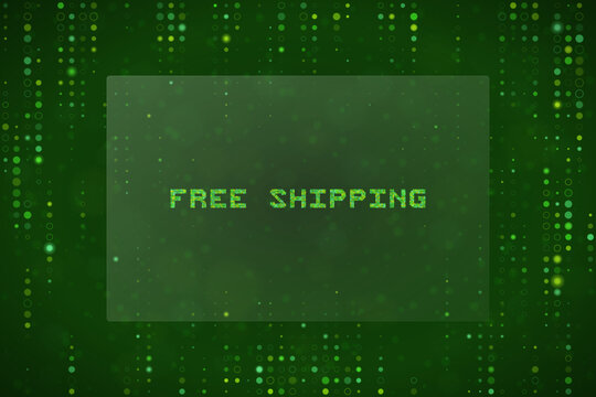 Free Shipping Digital Text Banner with Green Matrix Binary Code Background for E-commerce and Online Retail Promotions
