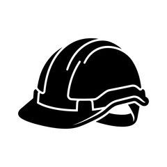 Fototapeta premium Industrial icon - Industrial Black Hard Hat and Safety Helmet Icon Representing Construction Worker Protection and Professional Engineering