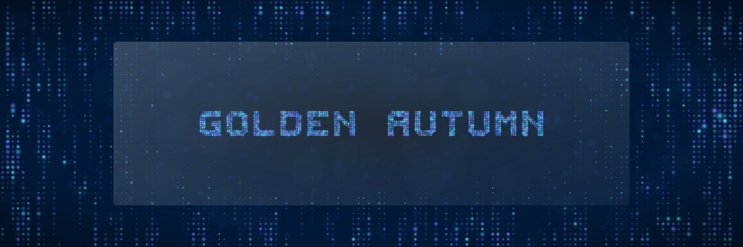 Golden Autumn Digital Text Concept with Matrix Style Background for Seasonal Technology and Data Science Themes