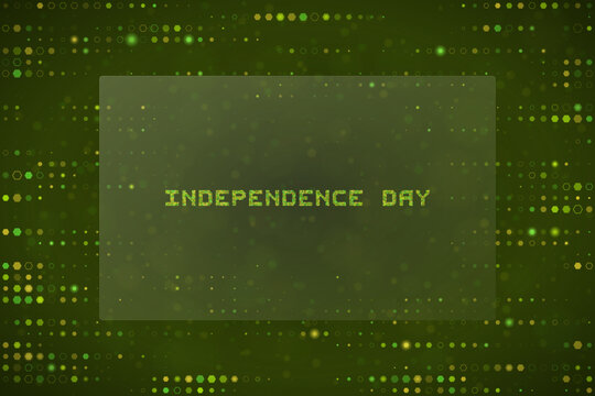 Digital Independence Day Text Concept with Matrix Style Green Data Background for Tech Holiday Graphics
