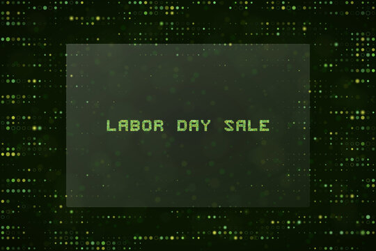 Digital Labor Day Sale Banner with Matrix Style Green Binary Code Background for Tech Retail Promotions