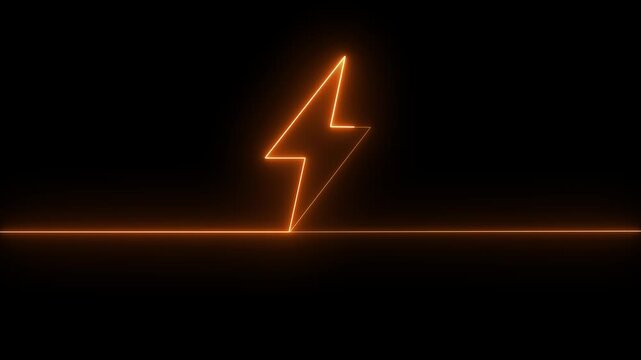 Glowing neon charging icon isolated. Neon lighting icon animation. on a black background.ck video