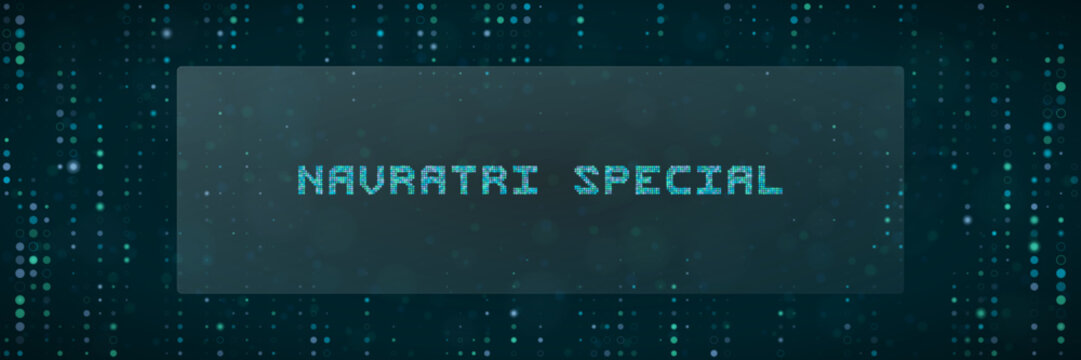 Navratri Special Digital Text Banner with Matrix Style Background for Festive Tech Promotions and Social Media Graphics