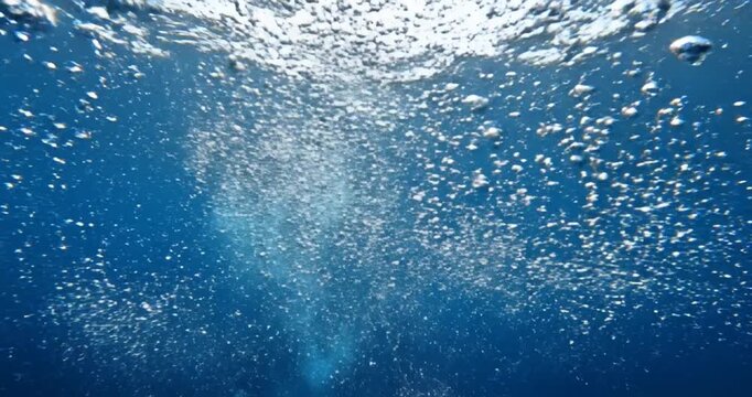 Underwater Bubbles Rising to Surface.