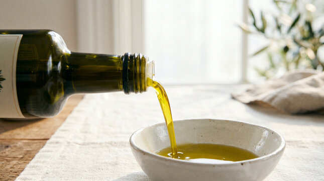 Pouring olive oil