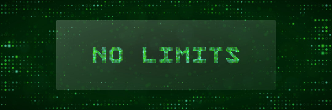 No Limits Digital Text Concept Motivational Green Matrix Style Background for Business Growth and Tech Innovation