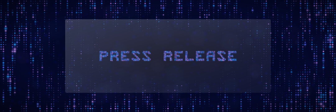 Digital Press Release Announcement Background with Matrix Style Data Stream and Pixelated Typography for Corporate News