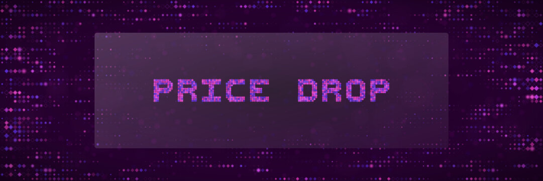 Price Drop Digital Signage Banner with Pixelated Text Effect for E-commerce Sales and Retail Marketing Promotions