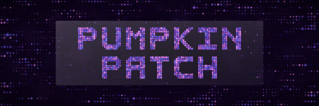 Digital Pumpkin Patch Neon Sign Text Graphic for Halloween Party Invitation or Social Media Event Announcement
