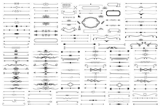 Set of decorative divider. Divider ornament, borders, separators, page dividers, header
