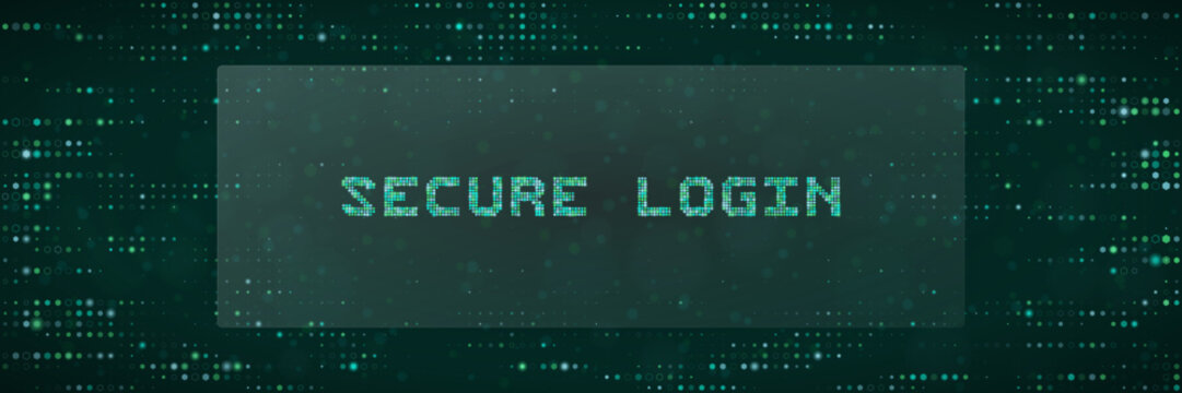 Secure Login Digital Interface Concept with Matrix Style Data Background for Cybersecurity Authentication