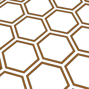 Geometric honeycomb pattern in perspective, brown hexagonal grid on white background, abstract beehive texture vector illustration