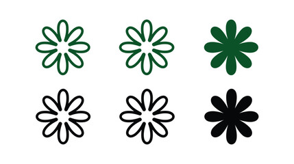Obraz premium Flower icon set with simple botanical petal shapes, botanical
