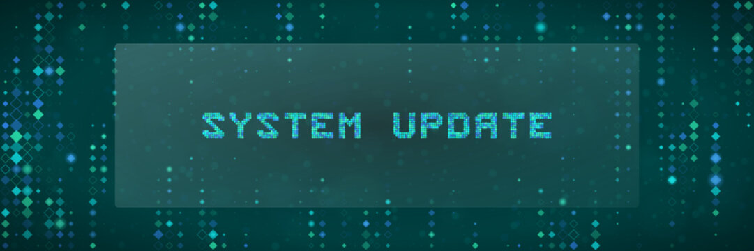 System Update Digital Background with Matrix Style Data Code for Software Maintenance and Technology Concepts