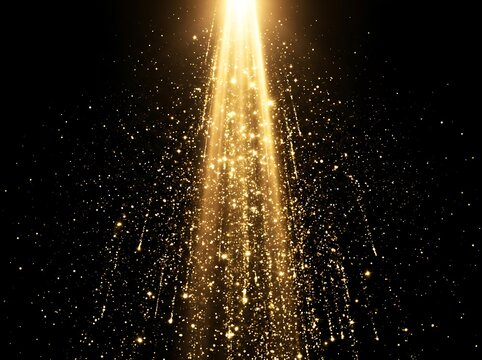 Golden Sparkles Bursting in Dark Background.