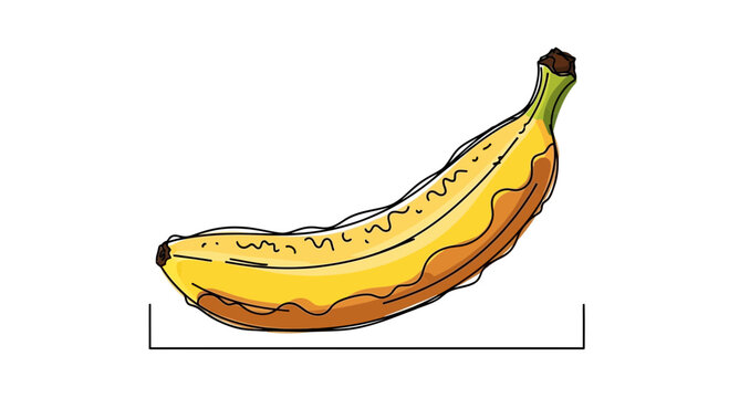 Ripe Banana with Brown Spots, Isolated on White Background, Healthy Fruit