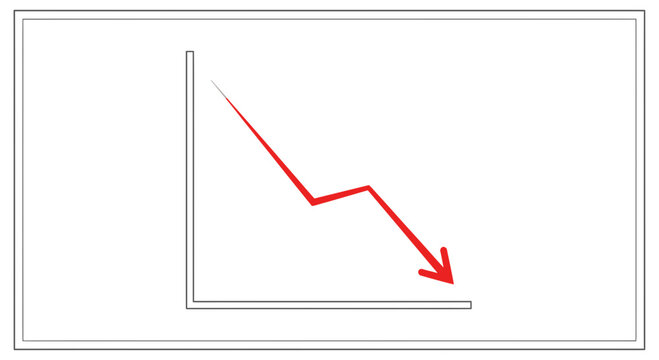 Red Arrow Graph Showing Downward Trend, Business Decline, Financial Crisis