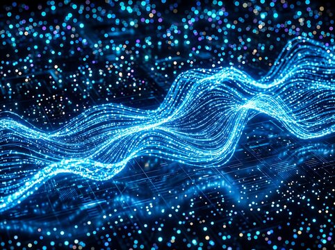 Abstract blue fluid dynamic wave motion texture.