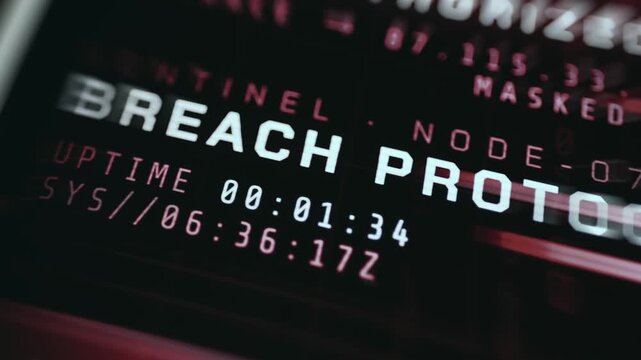 Breach Protocol message, sci-fi cyberpunk styled hacking screen
