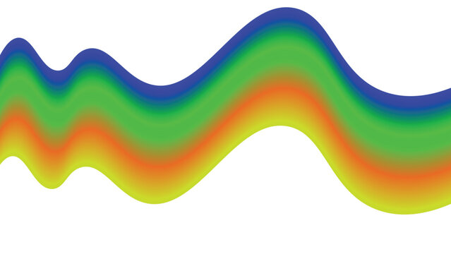 Abstract sinusoidal wave background with multicolor gradient from blue green yellow to red on white backdrop for modern design