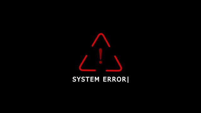 Digital disconnection communication disruption issue for connectivity system error icon animation on black background. Triangle warning icon with text for system error video animation