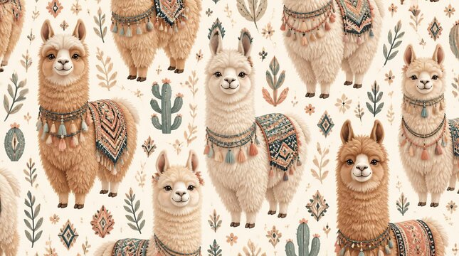 Llama  pattern background illustration