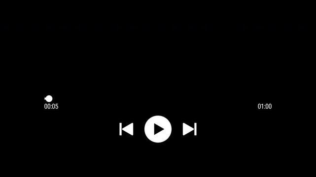 Media player template scroll bar button with audio reactor, Music timeline or video track player. Sixty second video timeline progress bar. 4K video