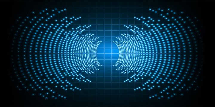 Abstract Technology Background with Glowing Binary Code Digital Tunnel and Futuristic Network Design