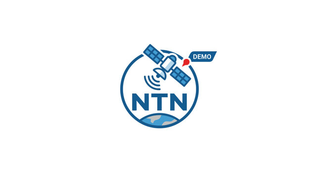NTN Satellite Logo with Earth, Communication, Technology, Demo